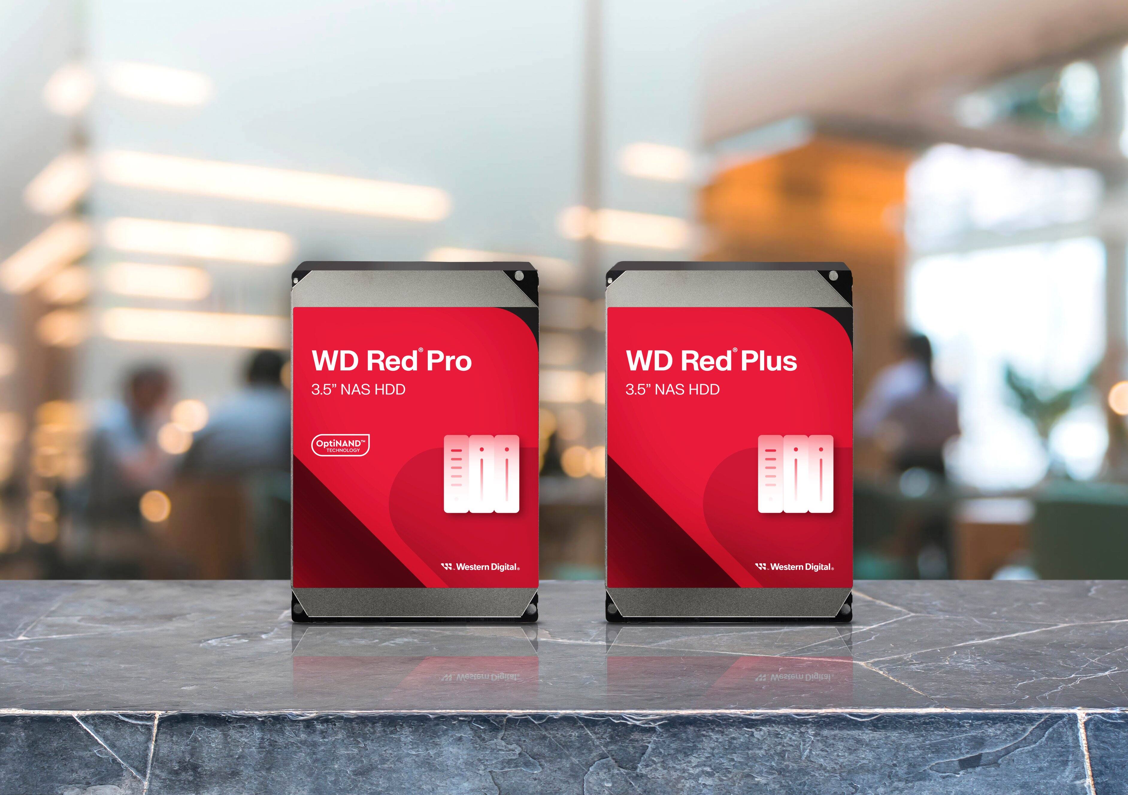 WD Red Pro  
3.5" NAS HDD  
OptiNAND Technology  
Western Digital  

WD Red Plus  
3.5" NAS HDD  
Western Digital