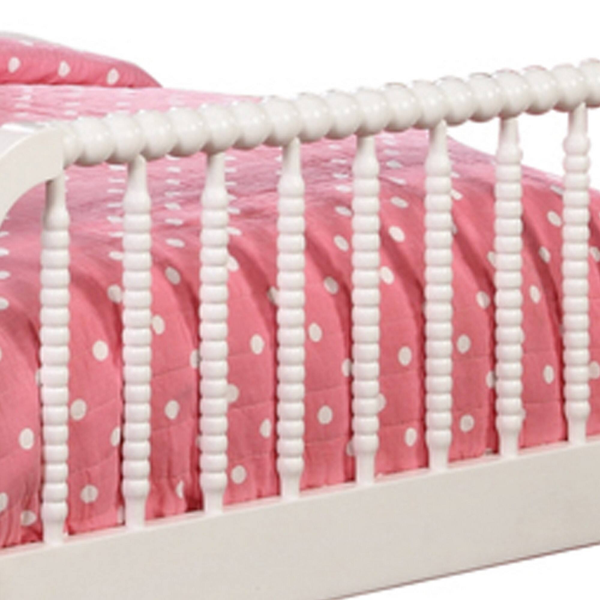Alt View 3. Manhattan Lane - Wooden Twin Bed with Bobbin Style Slatted Headboard and Footboard - White.