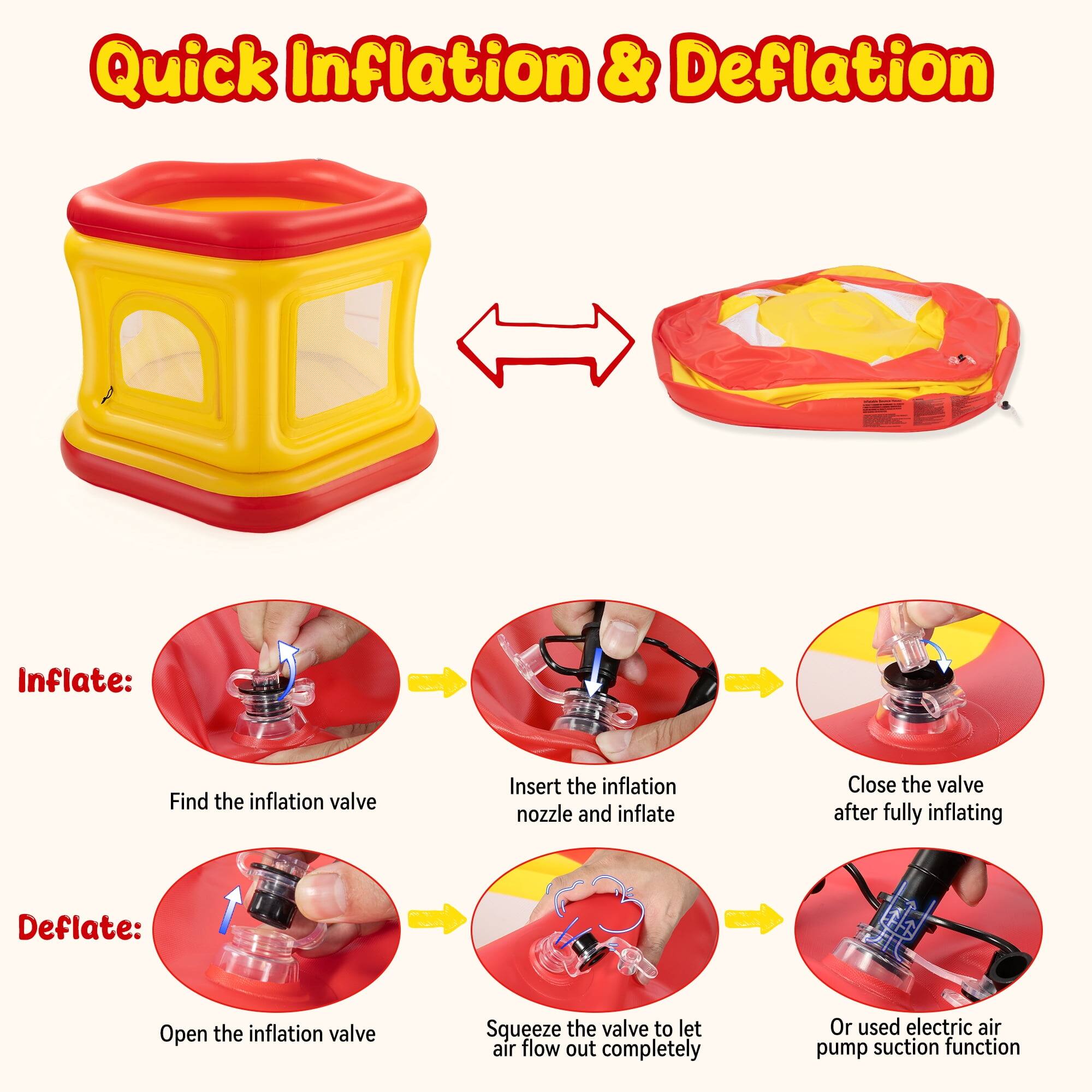 Quick Inflation & Deflation

Inflate:
- Find the inflation valve
- Insert the inflation nozzle and inflate
- Close the valve after fully inflating

Deflate:
- Open the inflation valve
- Squeeze the valve to let air flow out completely
- Or use electric air pump suction function