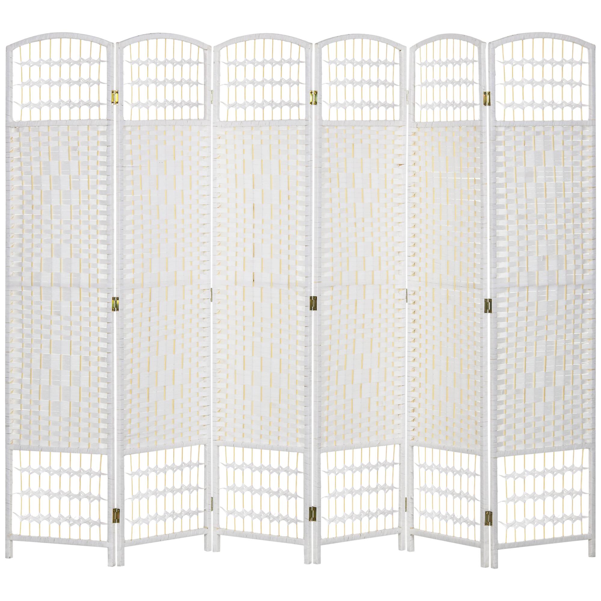 Front. Homcom - Room Divider, Folding Privacy Screen, Room Separator, Wave Fiber Freestanding Partition Wall Divider - White.