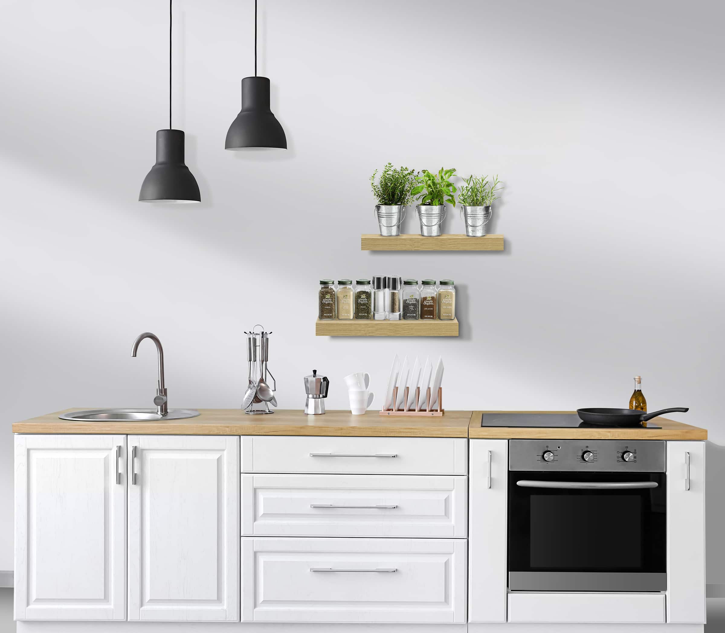 Alt View 4. Sorbus - 3 Pack (16"x5") Sorbus Floating Wall Shelves for Bedroom, Decor, Kitchen, Living Room - for Trophies, Frames, Bookshelf - Maple.