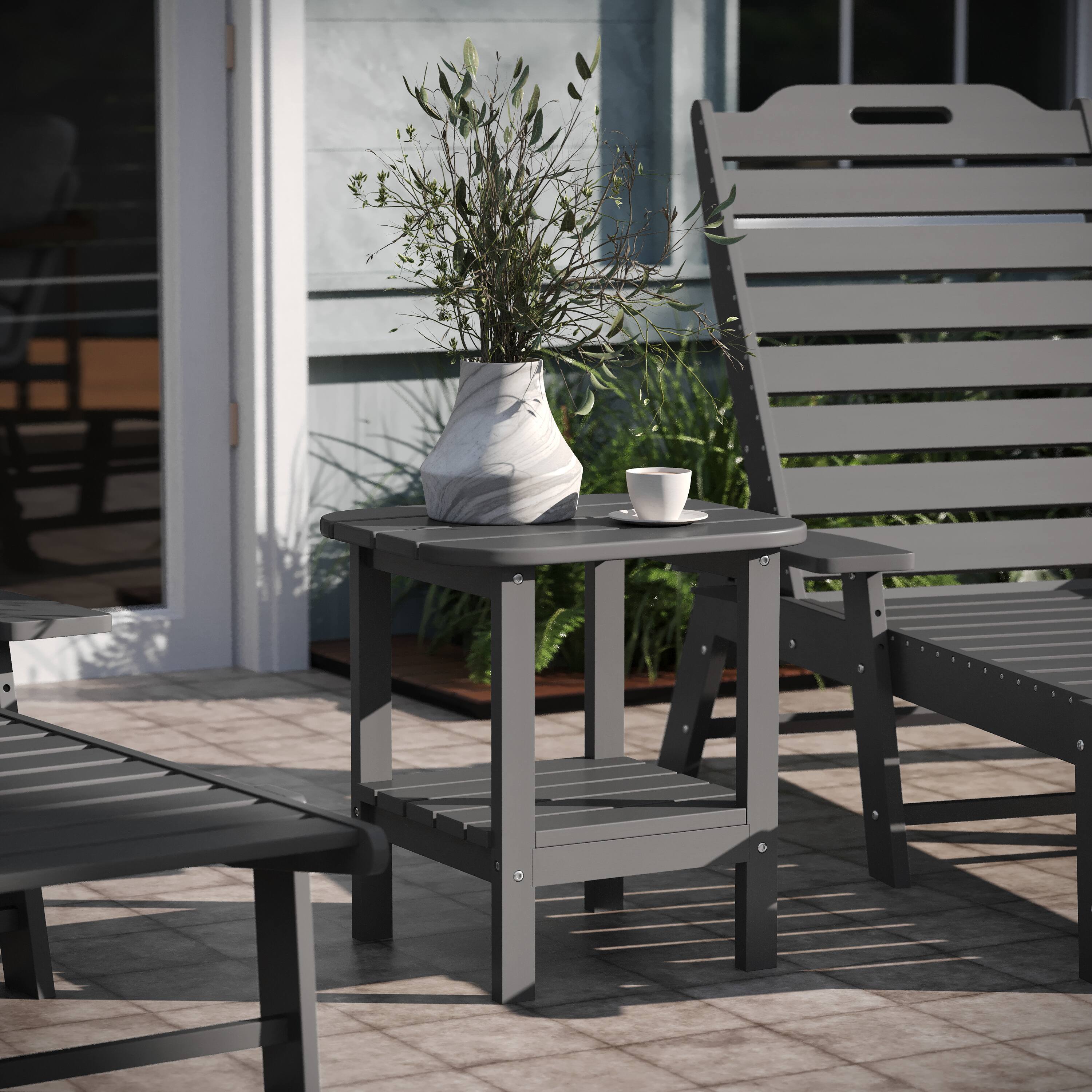 Alt View 1. Emma + Oliver - Tiverton Two Tier Polyresin Adirondack Side Table - All-Weather for Indoor/Outdoor Use - Gray.