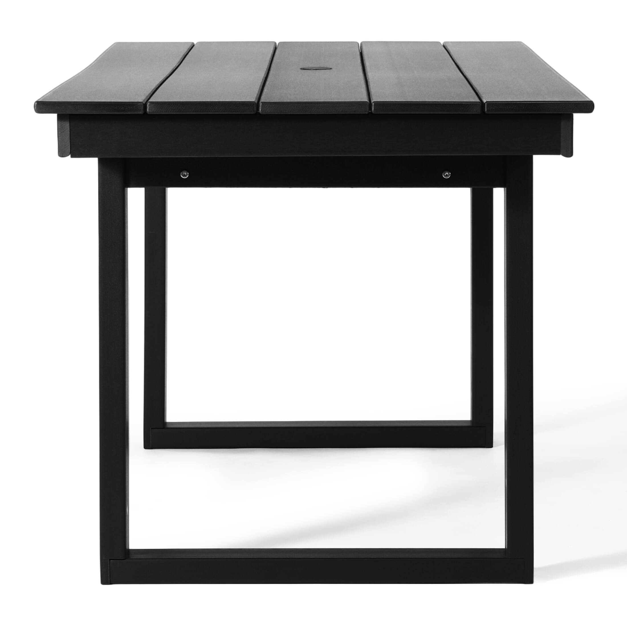 Back. WestinTrends - WestinTrends Paloma 68" Outdoor HDPE Modern Rectangular Patio Dining Table With Umbrella Hole - Black.
