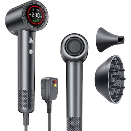 Front. ARTSEA - Hair Dryer, Negative Ionic Blow Dryer, 160,000 RPM High-Speed Brushless Motor for Fast Drying, Low Noise - Silver.