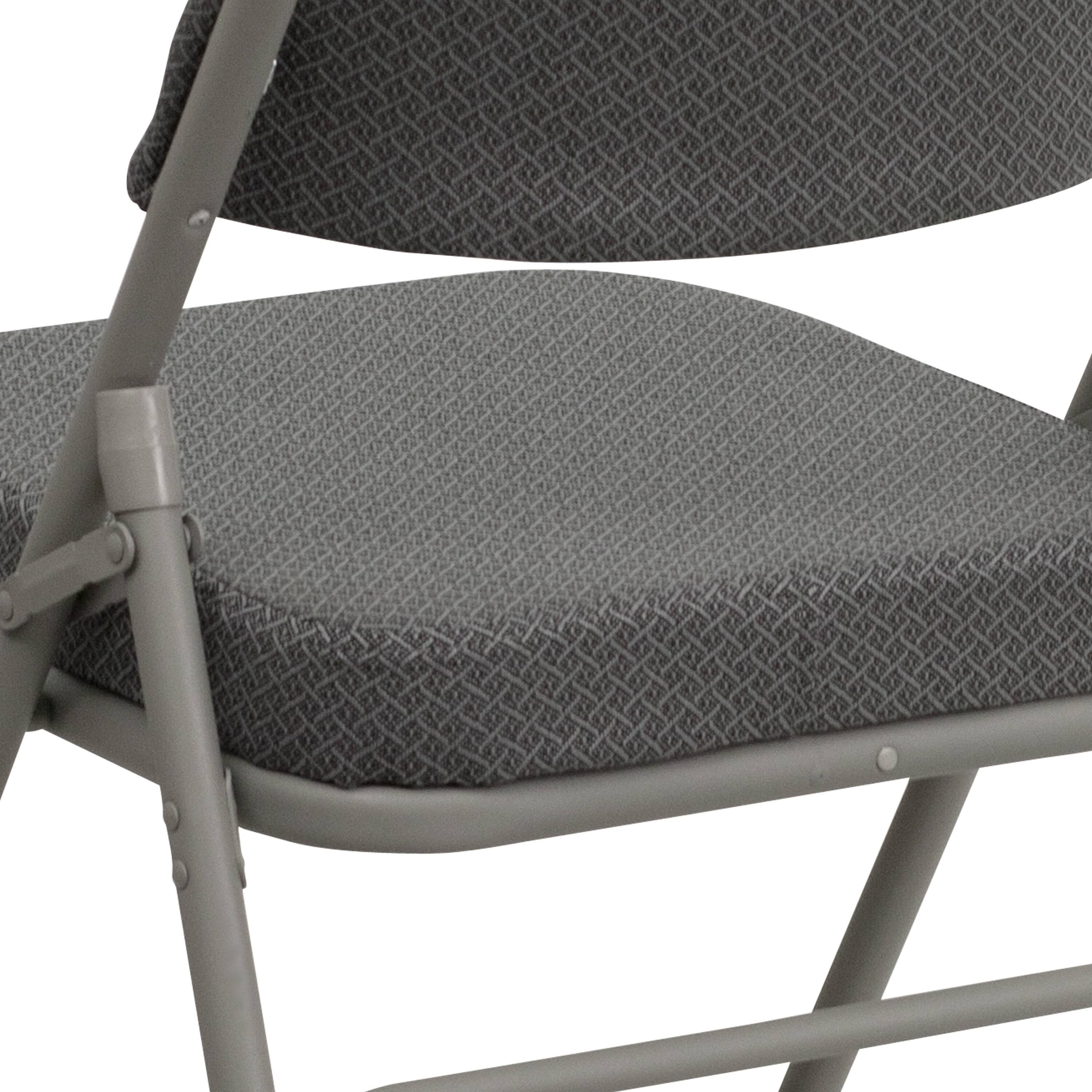 Alt View 10. Emma + Oliver - 2 Pack Home & Office Portable Party Events Fabric Padded Metal Folding Chair - Gray Fabric/Gray Frame.