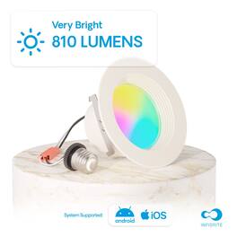 Infibrite - 4 In. WiFi Smart 9W 810LM Recessed Retrofit LED Definitive Series Downlight Kit, Dimmable, Alexa/Google, Wet Rated - White