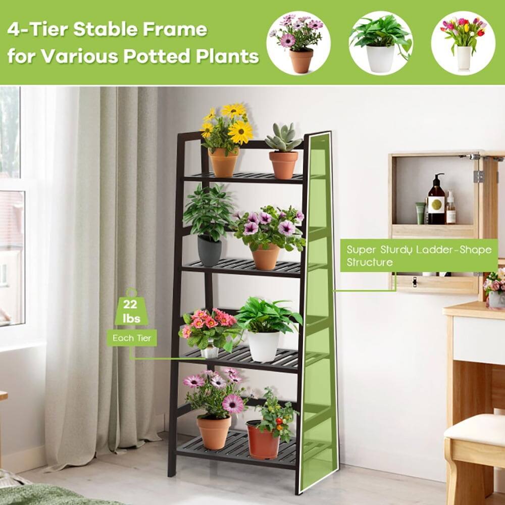4-Tier Stable Frame for Various Potted Plants  
Super Sturdy Ladder-Shape Structure  
22 lbs Each Tier