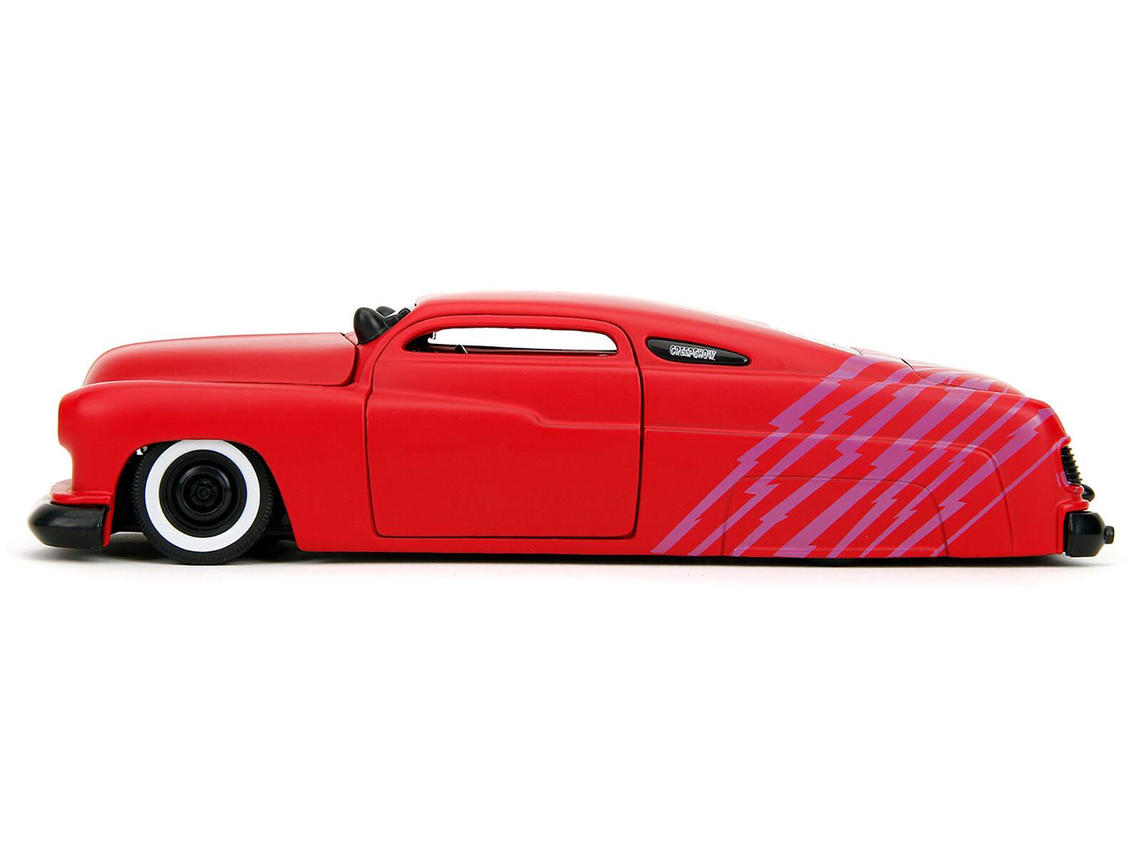 Alt View 3. Jada - 1951 Mercury Matt Red with Purple Stripes and Creep Figure "Creepshow" (1982) Movie 1/24 Model Car by Jada.
