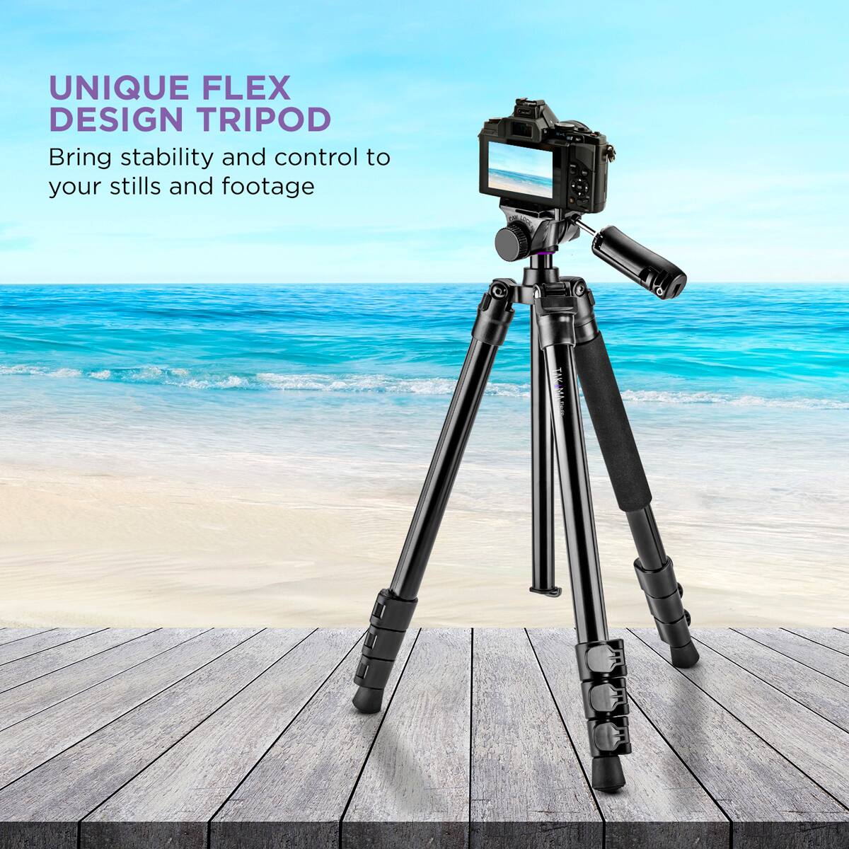 UNIQUE FLEX DESIGN TRIPOD  
Bring stability and control to your stills and footage