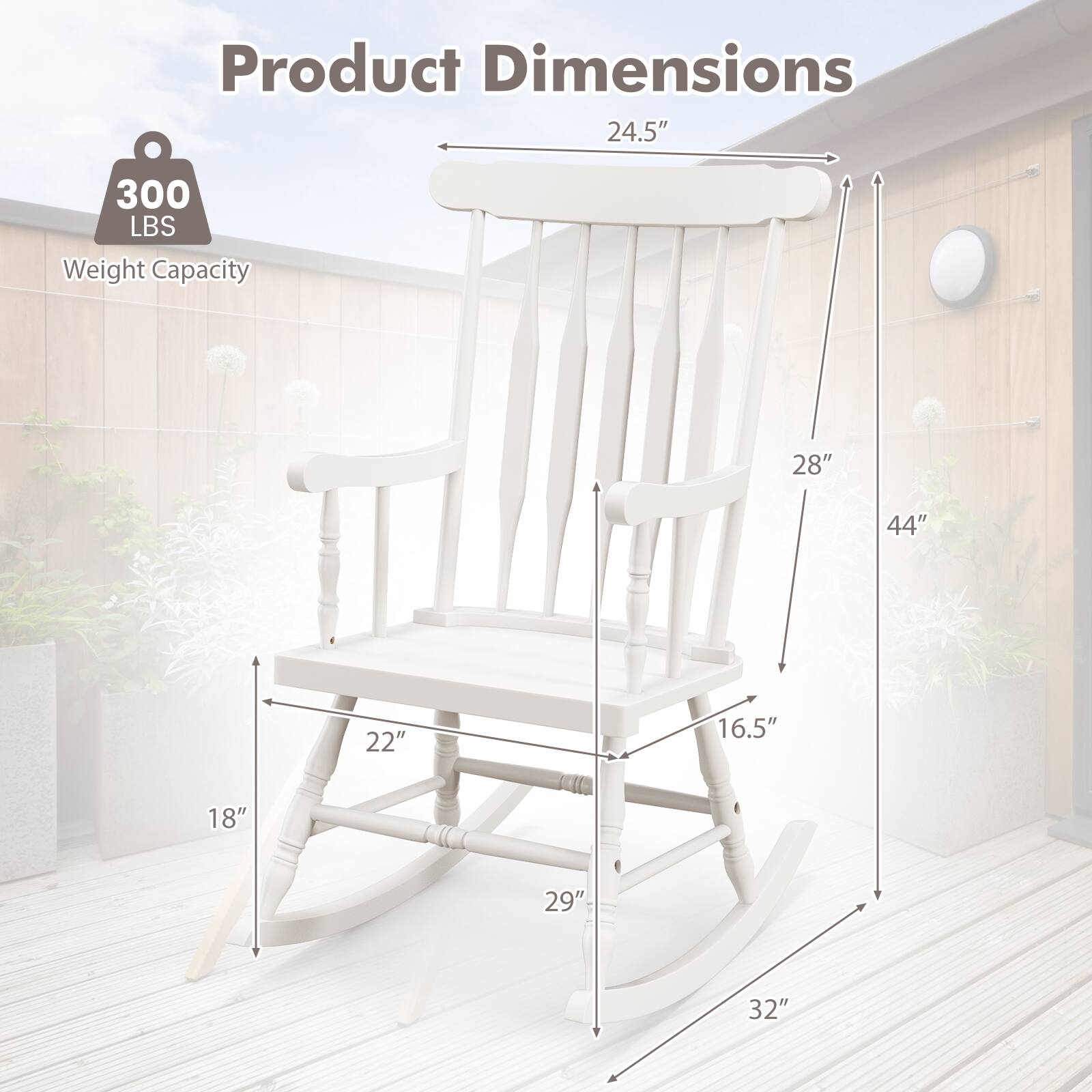 Product Dimensions: 24.5" x 28" x 44" x 22" x 16.5" x 29" x 32"  
Weight Capacity: 300 LBS