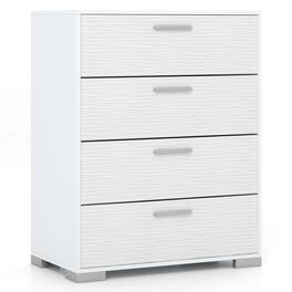 Costway - 4 Drawer Storage Cabinet with Metal Legs & Handles Anti-Toppling Devices - White