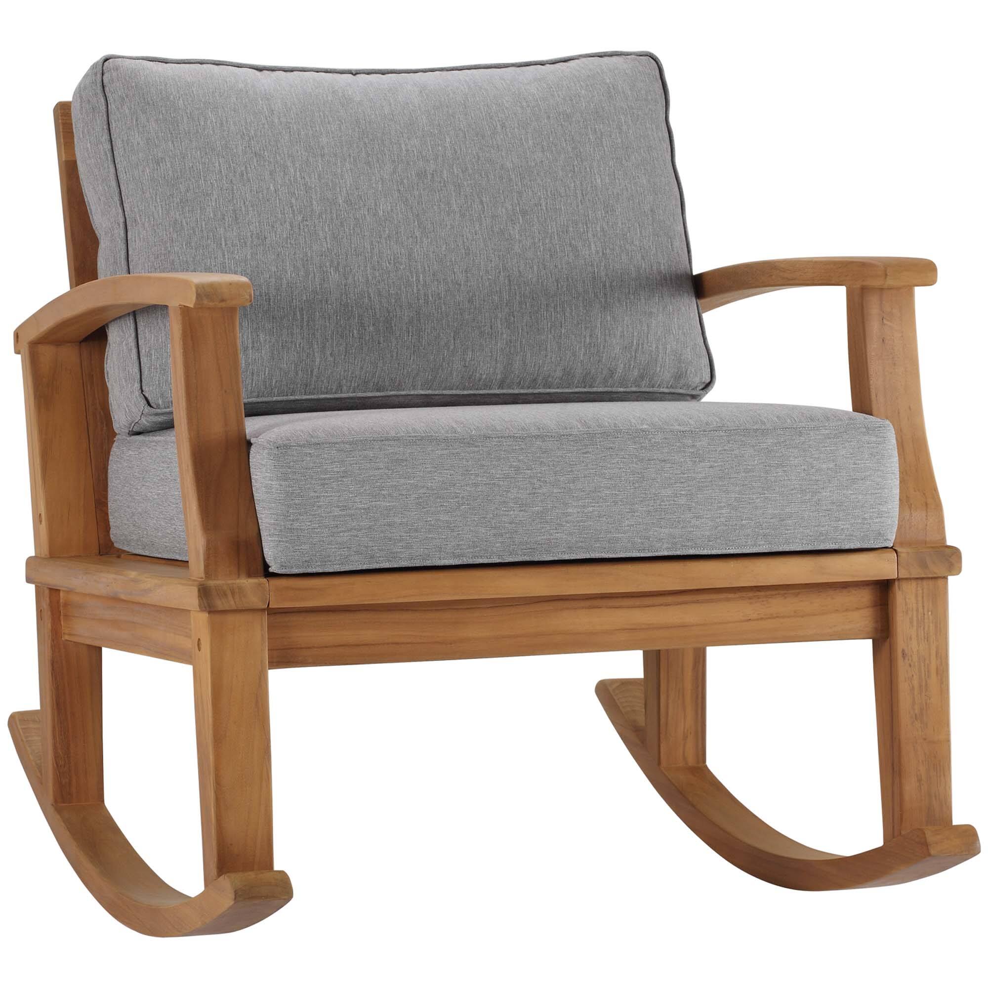Angle. Modway - Marina Outdoor Patio Teak Rocking Chair by Modway - Natural Gray.