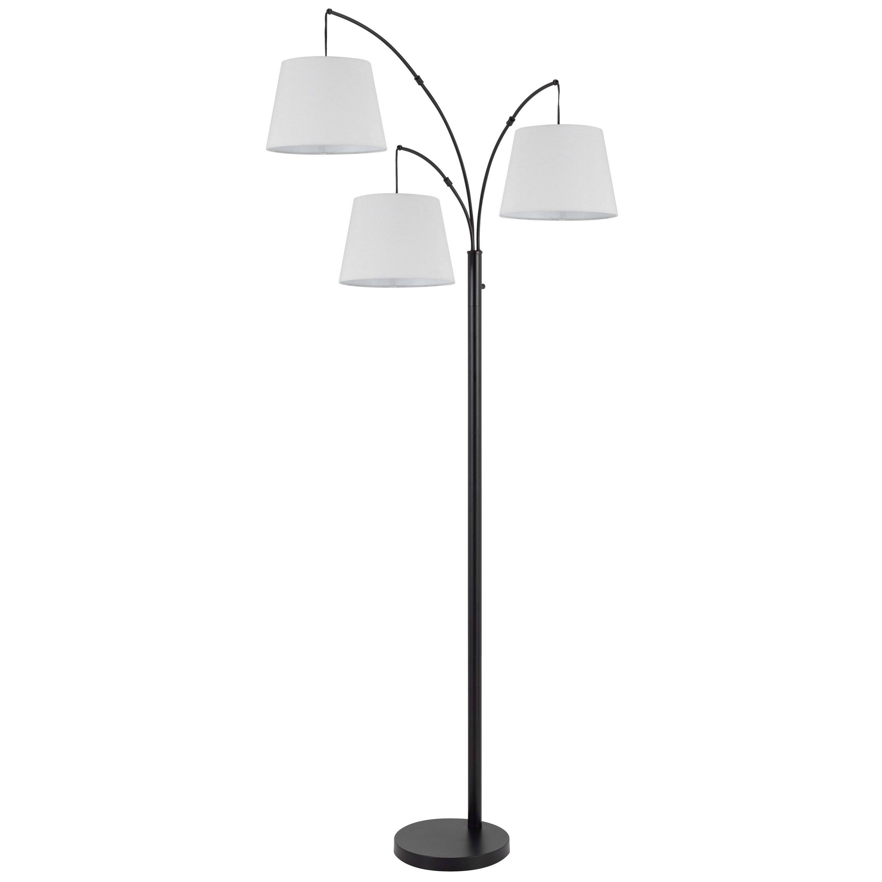Front. Manhattan Lane - 84 Inch Floor Lamp, 3 Tree Style Drum Shades, Metal Finish.