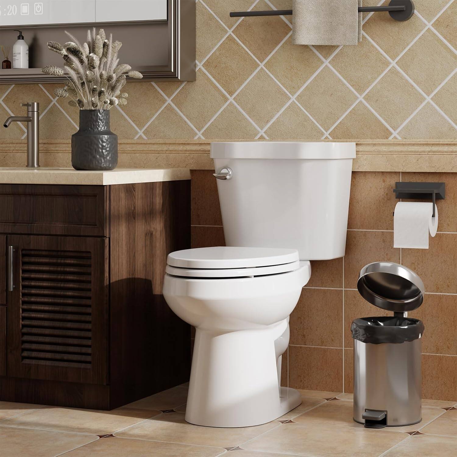 Alt View 1. Jojoka - Easy Clean Combo 19 Inch White Elongated Toilet Seat Flat Front Quick Release Soft Close Quick Install - White.