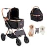 VEVOR - Pet Stroller, 4 Wheels Dog Stroller Rotate with Brakes, 66 lbs Weight Capacity, Puppy Stroller with Detachable Carrier - Black