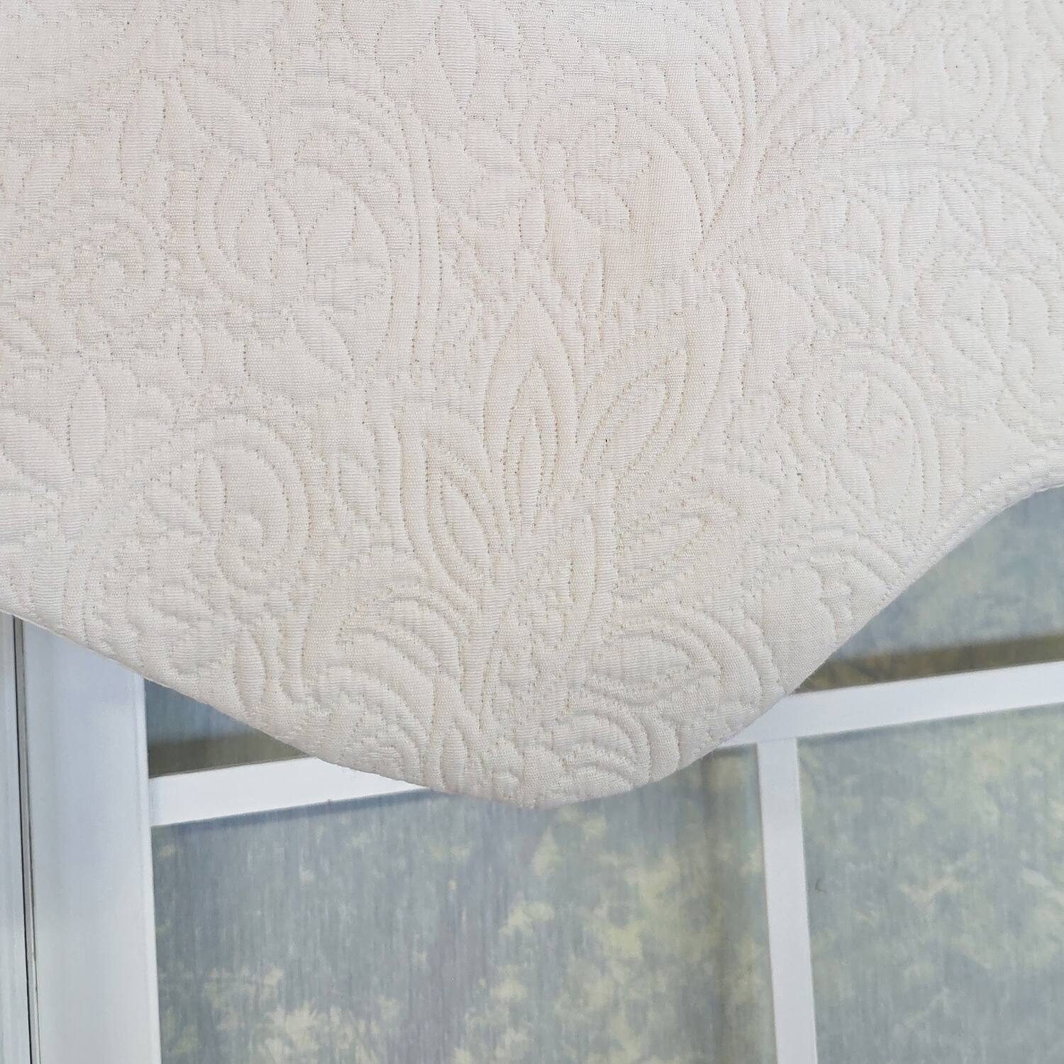 Alt View 2. RLF Home - RLF Home 100% Cotton Quilted Matelassé Regal Lined Window Valance 50" x 17" Off White - Off White.