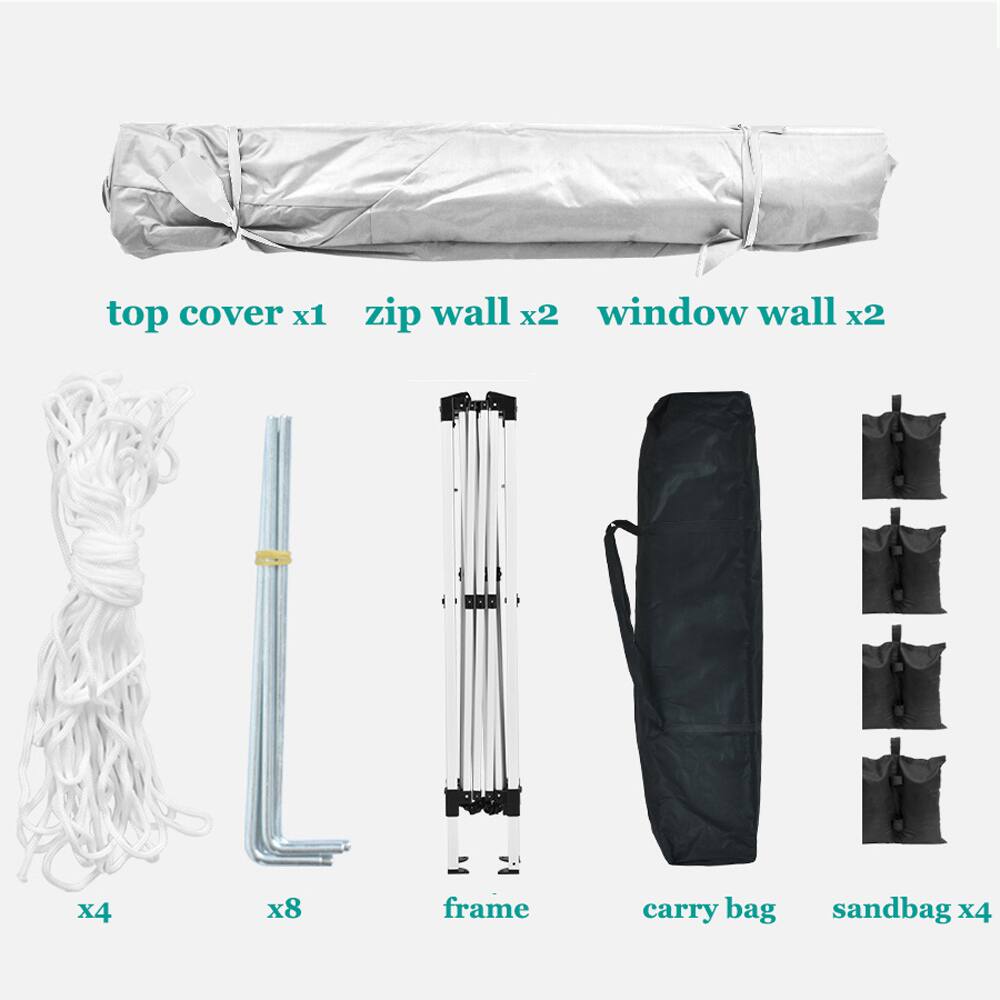 top cover x1  
zip wall x2  
window wall x2  
x4  
x8  
frame  
carry bag  
sandbag x4