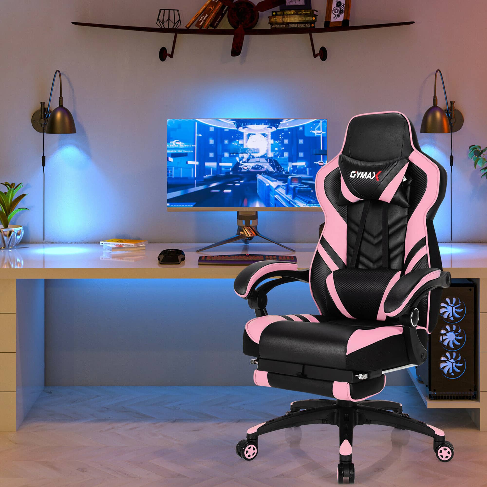 Gymax Office Computer Desk Chair Gaming Chair Adjustable Swivel w