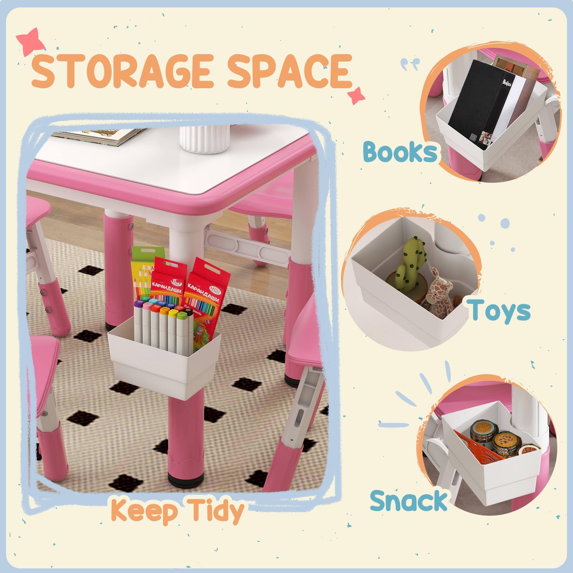 STORAGE SPACE

Books

Toys

Snack

Keep Tidy