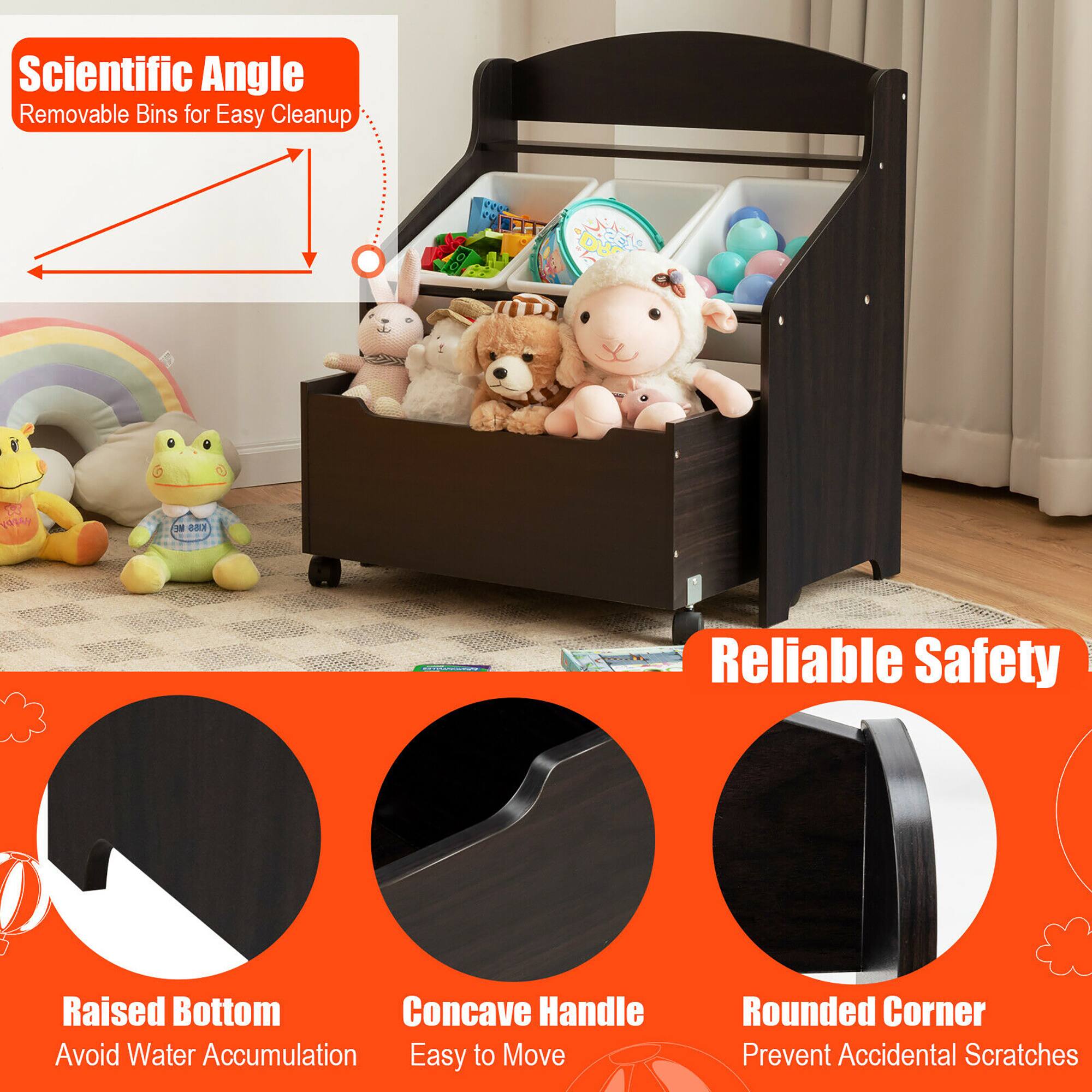 Scientific Angle: Removable Bins for Easy Cleanup

Reliable Safety:
- Raised Bottom: Avoid Water Accumulation
- Concave Handle: Easy to Move
- Rounded Corner: Prevent Accidental Scratches
