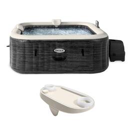 Intex - PureSpa Plus Greystone Inflatable Hot Tub, 94x28", w/ Tablet & Phone Tray - Gray