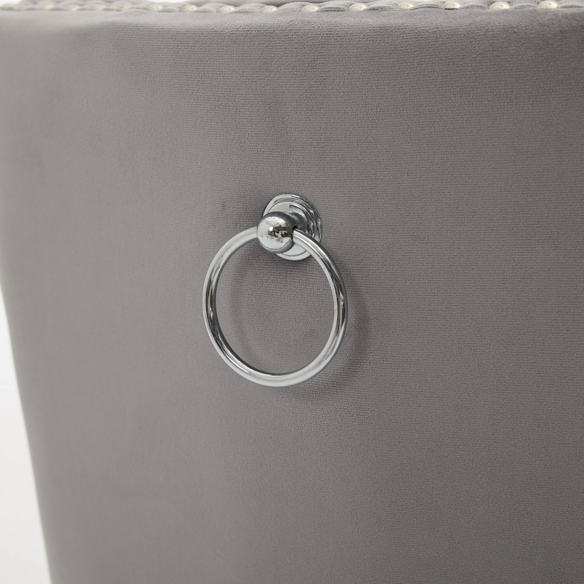 Alt View 5. GOODSILO - Modern High-End Tufted Velvet Upholstered Dining Chairs with Solid Wood Legs and Nailhead Trim, Set of 2 - Light Gray.