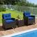 Alt View 9. Costway - 3 PCS Patio Wicker Rocking Set with Tempered Glass Table & Soft Cushions Outdoor - Navy.
