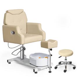 Winado - Pedicure Spa Chair with 360° Hydraulic Swivel Seat, Bubble Massage Foot Bath, Adjustable Stool for Professional Salon - Bleached Sand