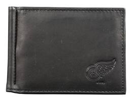 Rico Industries - Detroit Red Wings NHL RFID Blocking Shield Black Leather Moneyclip Wallet - Multi