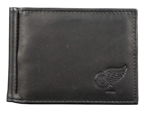 Front. Rico Industries - Detroit Red Wings NHL RFID Blocking Shield Black Leather Moneyclip Wallet - Multi.
