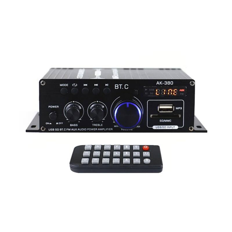 Topteng - Bluetooth 5.0 400W(Peak) Hi-Fi Audio Amplifier 2.0CH, MP3/FM, with Remote Control - Black