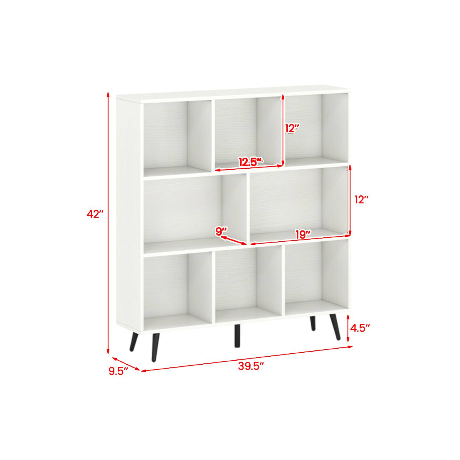 12" 12.5" 42" 9" 19" 12" 4.5" 9.5" 39.5"