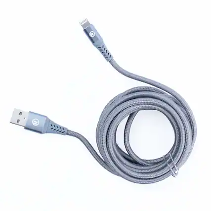 Front. RadioShack - Charging Cable USB to Lightning – 10 ft - Gray.