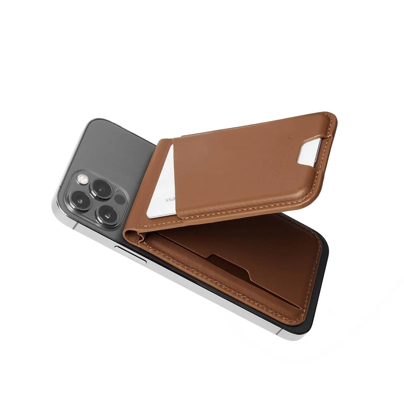 Back. Mujjo - MagSafe Wallet Stand - Tan.