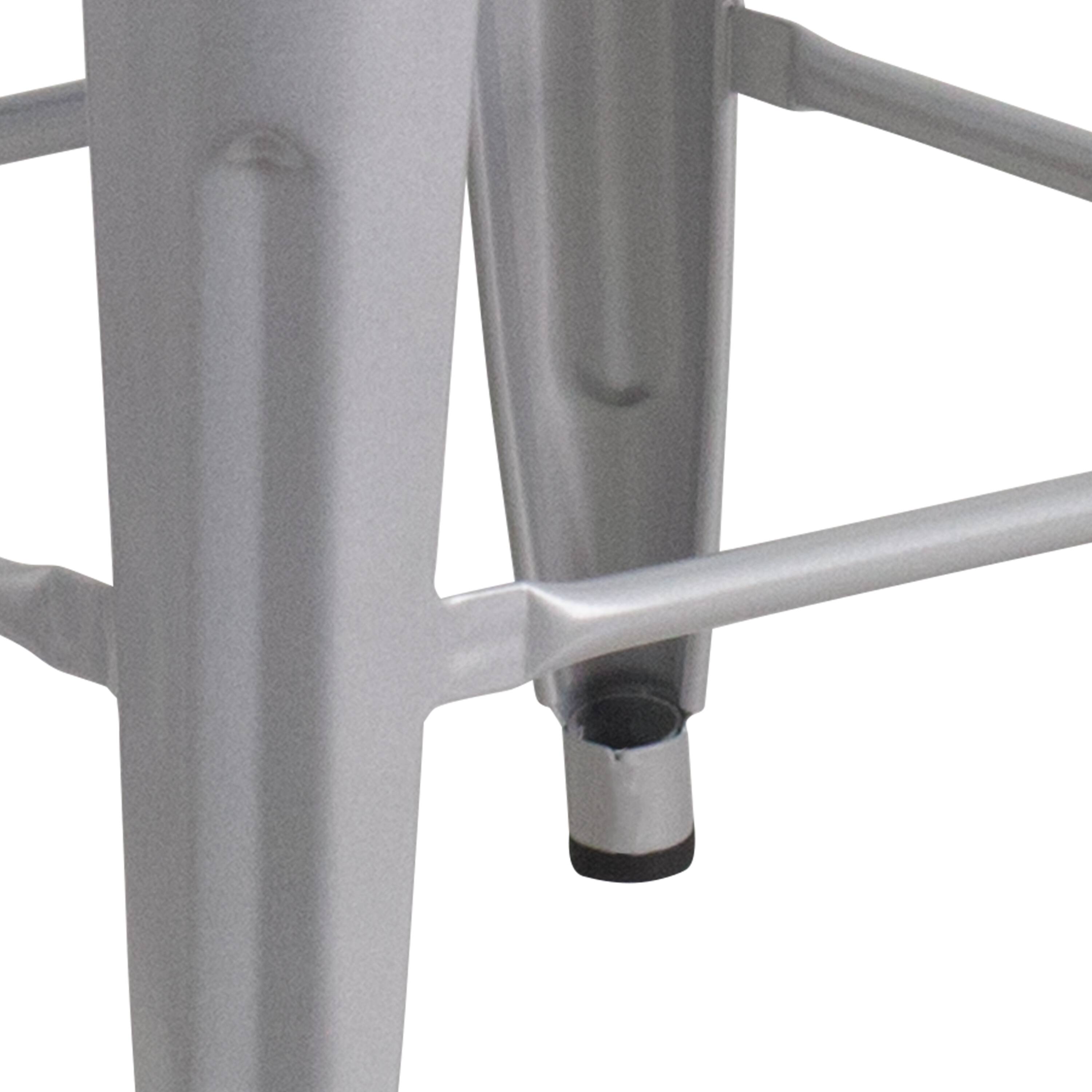 Alt View 9. Emma + Oliver - 24"H Backless Metal Counter Height Stool with Wood Seat - Silver.