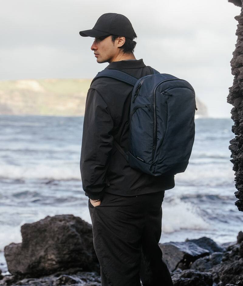 Alt View 1. ALPAKA - Traverse Backpack Laptop Backpack for Men, Backpack with Laptop Compartment (16"), Clamshell Travel Pack, Bottle Sleeve - Moonlight Blue Axoflux 400D Ripstop Nylon.