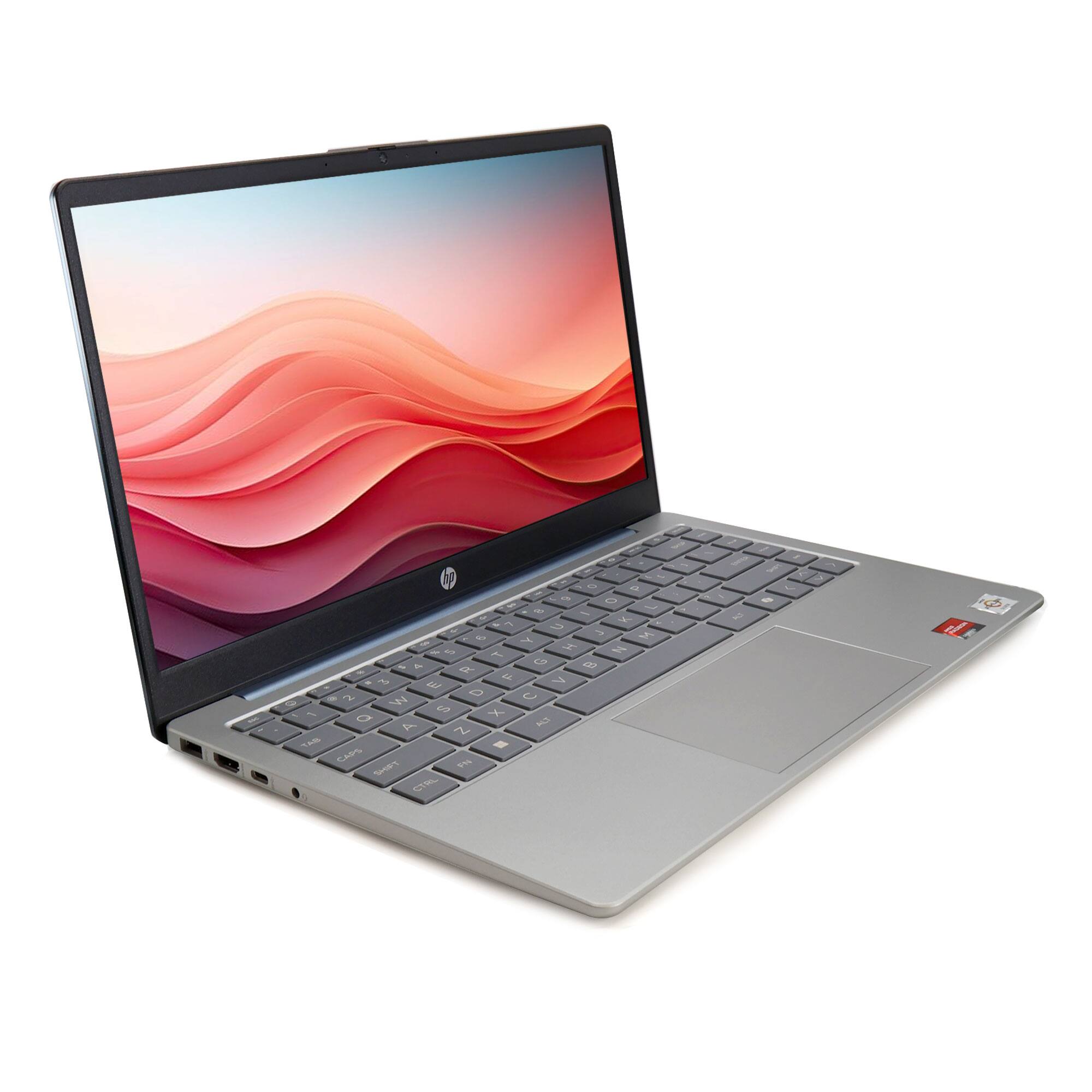 Left. HP - HP 14" HD Windows Laptop - 4GB RAM, 128GB UFS (Moonlight Blue) with Cables - Moonlight Blue.