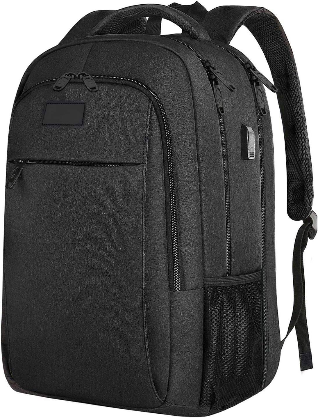 Front. ZUQIETA - ZUQIETA Large Capacity 17" Laptop Backpack with USB Port, Anti-Theft & TSA-Friendly for Business Travel & College, Black - Black.