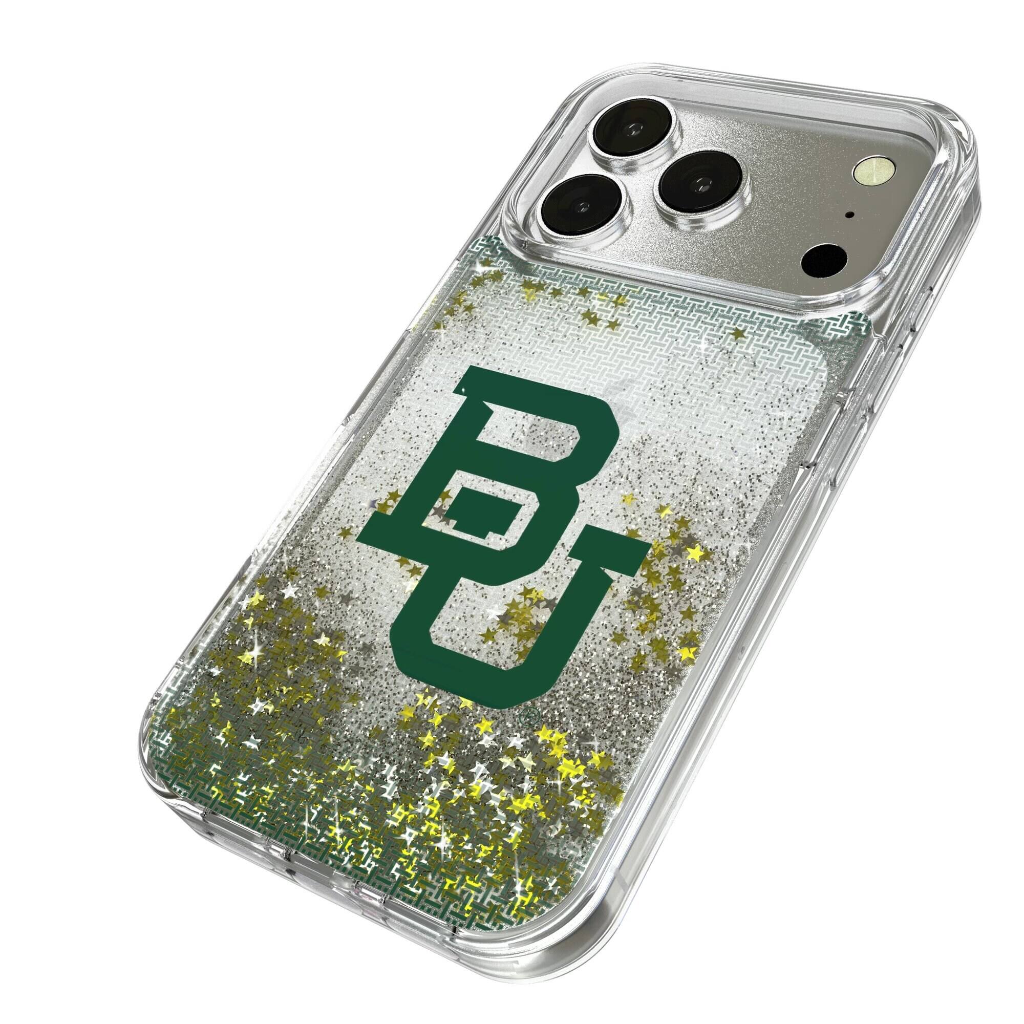 Alt View 1. Keyscaper - Baylor Bears Linen Logo iPhone Glitter Case - 14 Pro - Multicolor.