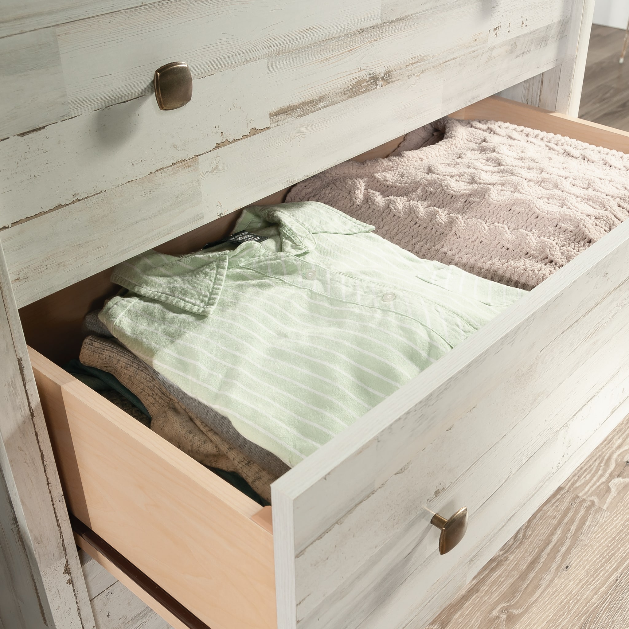 Alt View 11. Sauder - River Ranch 4-Drawer Chest Dresser White Plank - White Plank.