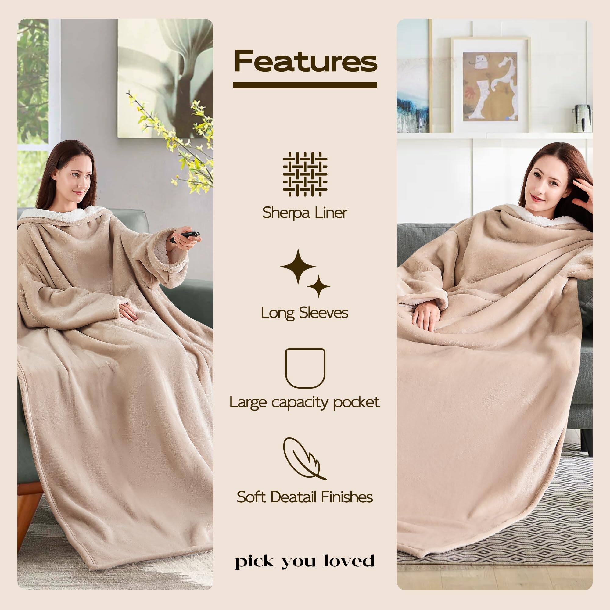 Features  
- Sherpa Liner  
- Long Sleeves  
- Large capacity pocket  
- Soft Detail Finishes  

pick you loved