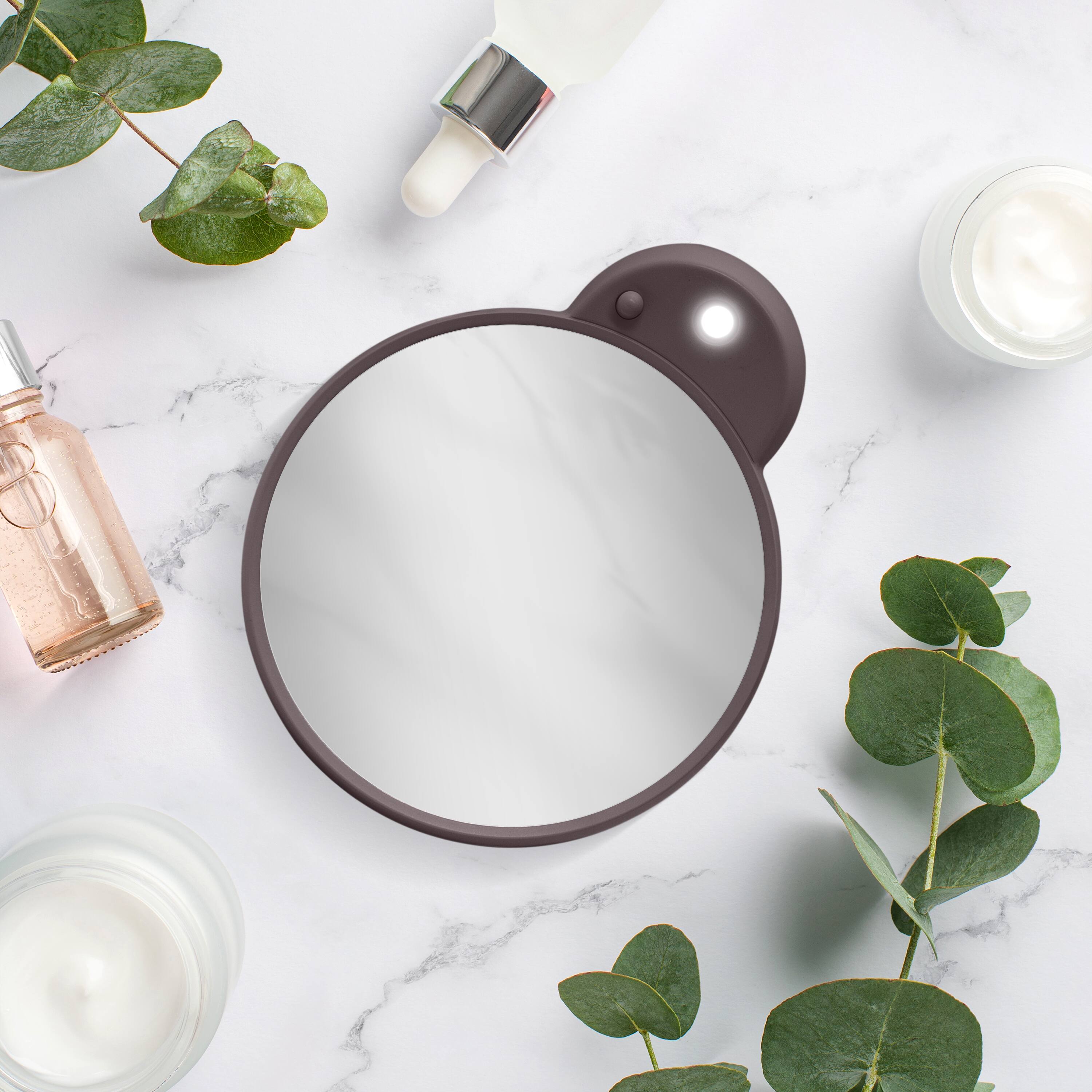 Alt View 1. Zadro - LED Lighted Compact Mirror with 10X Magnification and Suction Cups for Easy Mounting - Chocolate.