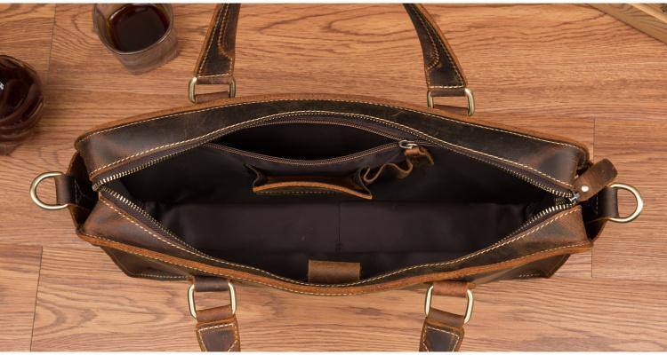 Alt View 5. Steel Horse Leather - The Viggo Briefcase | Genuine Leather Messenger Bag - Brown.