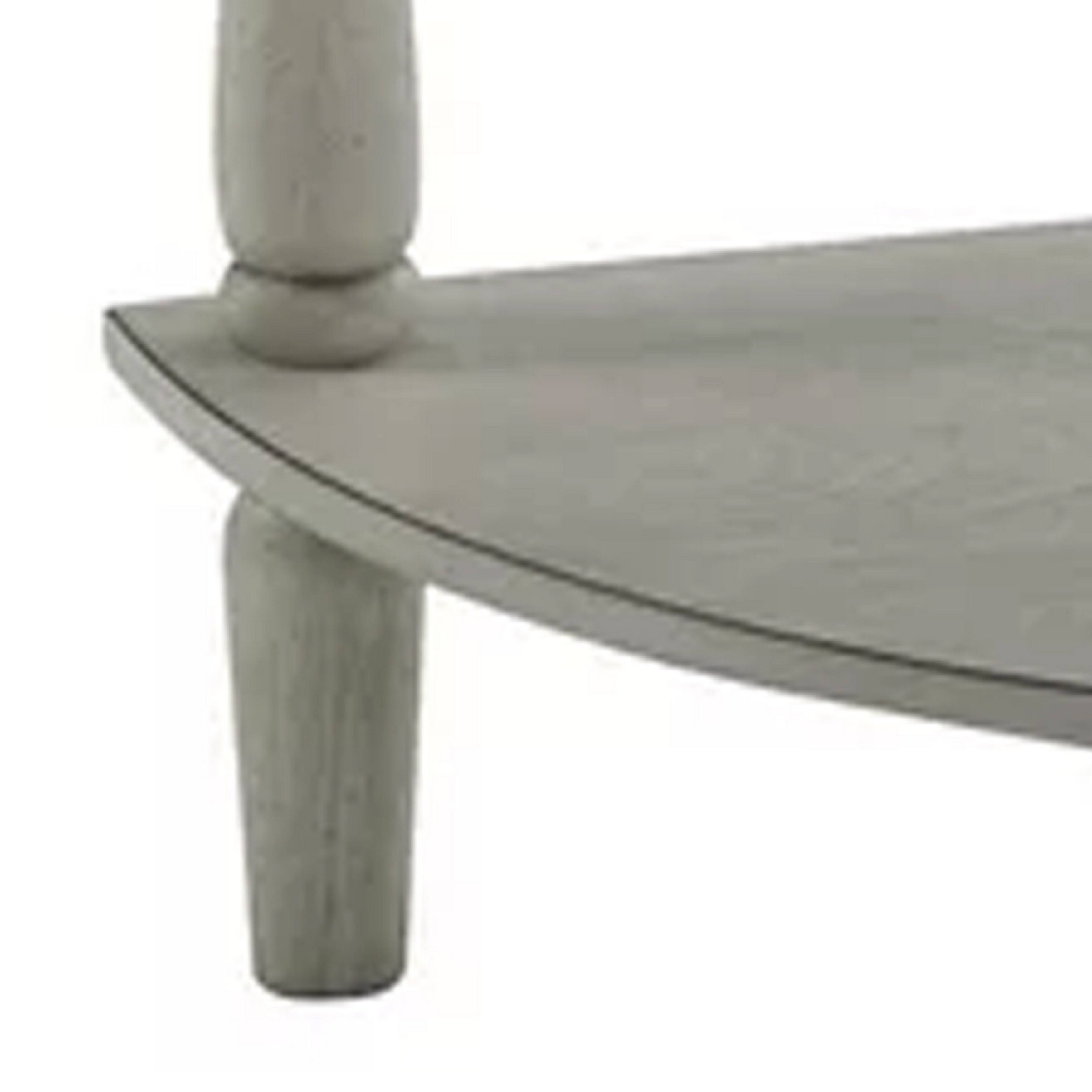Alt View 3. Manhattan Lane - Kiana 28 Inch Side End Table, Bottom Shelf, Semicircle, Antique Gray Wood - Gray.