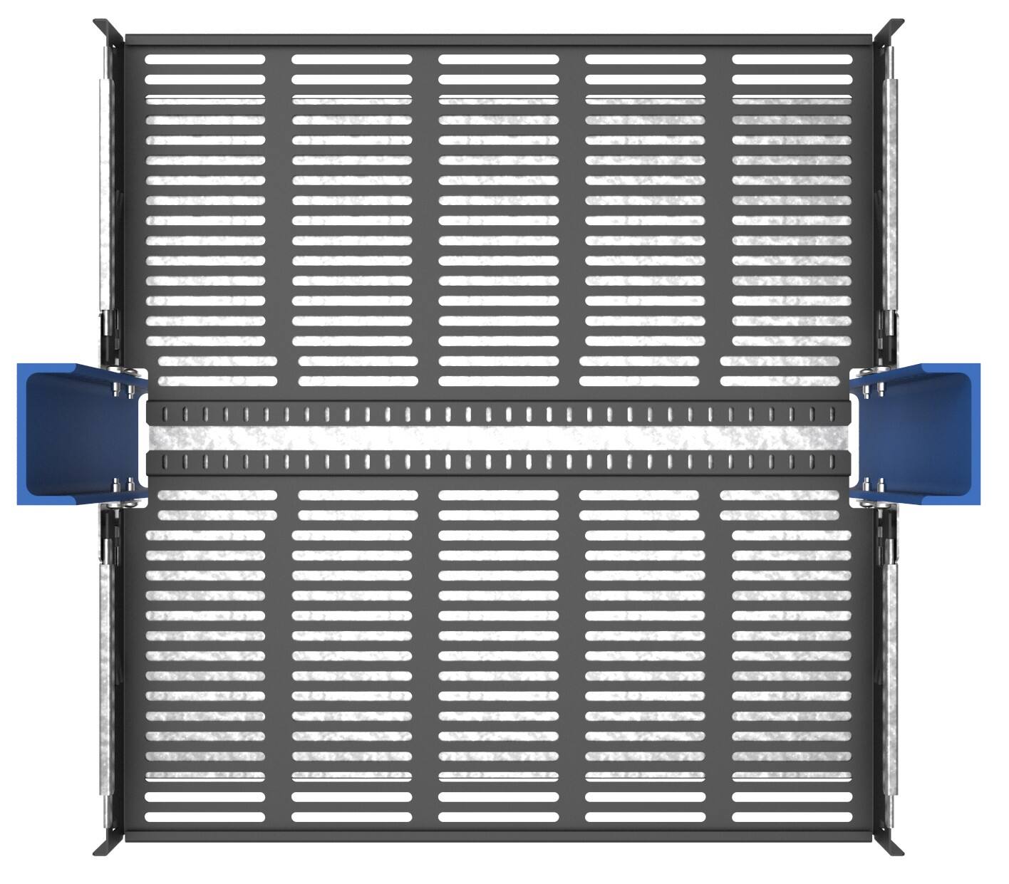 Alt View 3. RackSolutions - RackSolutions 1U Dual Dry Slide 2Post Center Mount Shelf - Black.