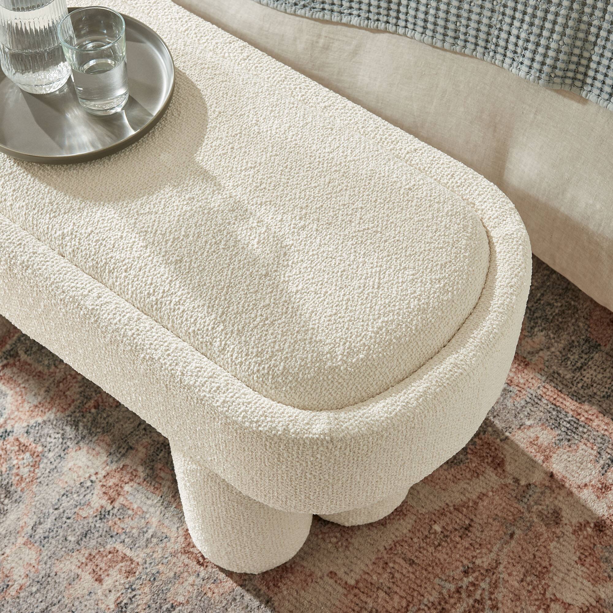 Alt View 1. Modway - Mossi 52-Inch Oval Boucle Fabric Bench by Modway - Cream.