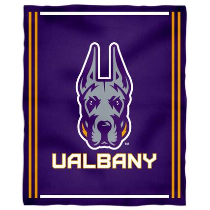 Front. Vive La Fete - UAlbany Great Danes 36'' x 48'' Children's Mascot Plush Blanket - Multicolor.
