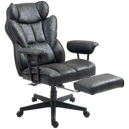 Front. Homcom - Big and Tall Office Chair, Massage Office Chair with Footrest - Black.