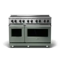 Viking - 5 Series 48" Wide Freestanding Electric Induction Range - Eucalyptus - Front_Zoom