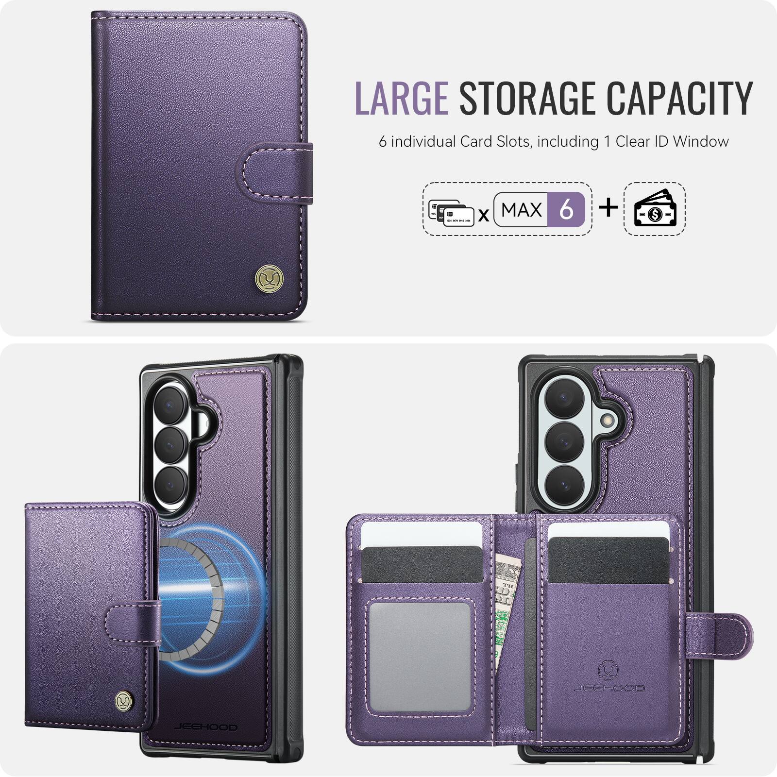 LARGE STORAGE CAPACITY  
6 individual Card Slots, including 1 Clear ID Window  
x MAX 6 +